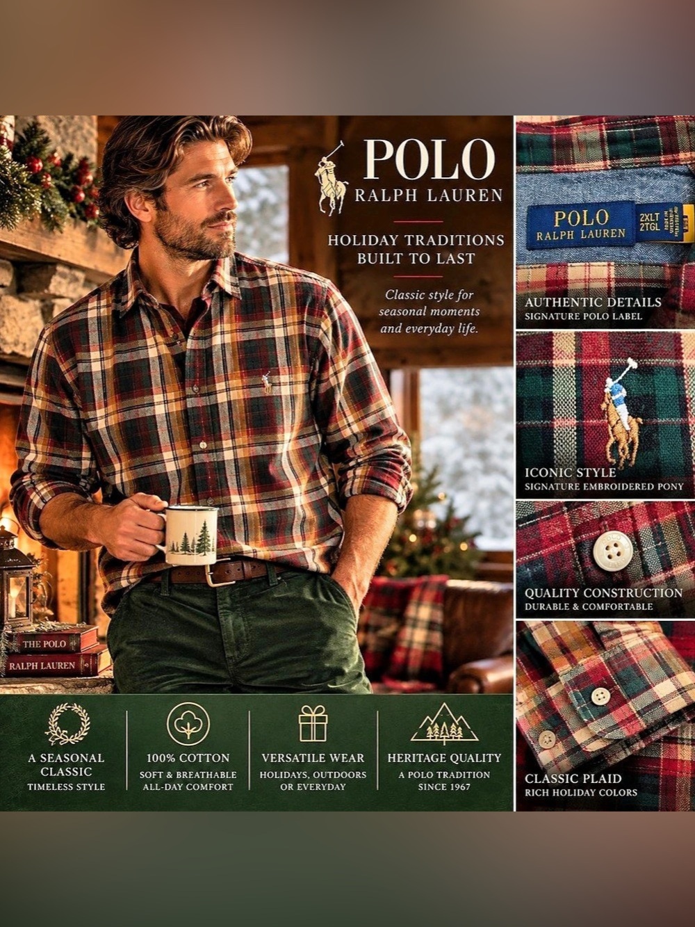 Polo Ralph Lauren Classic Fit Plaid Long Sleeve Button-Down Shirt Men's Plaid